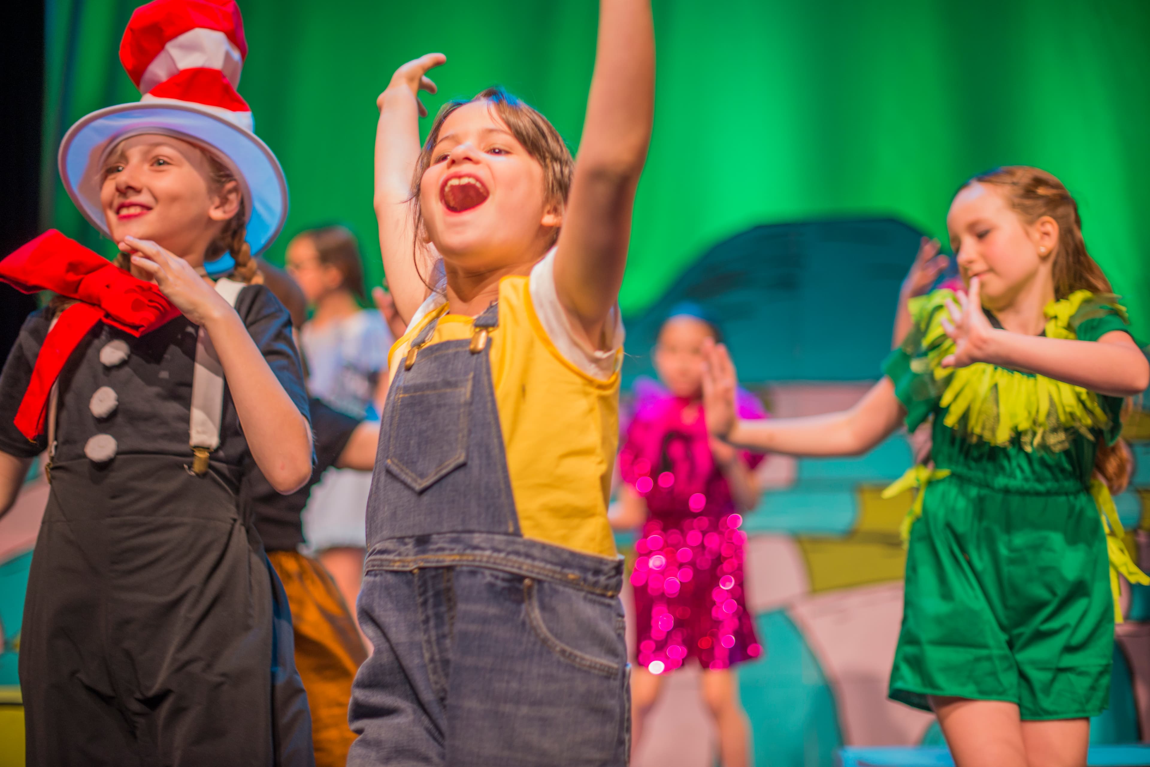 Students preparing a musical theater production
